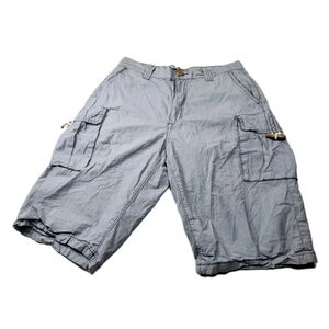 Sean Jean Cargo Shorts Men 32 Black & White Thin Striped Cotton Vintage Y2k